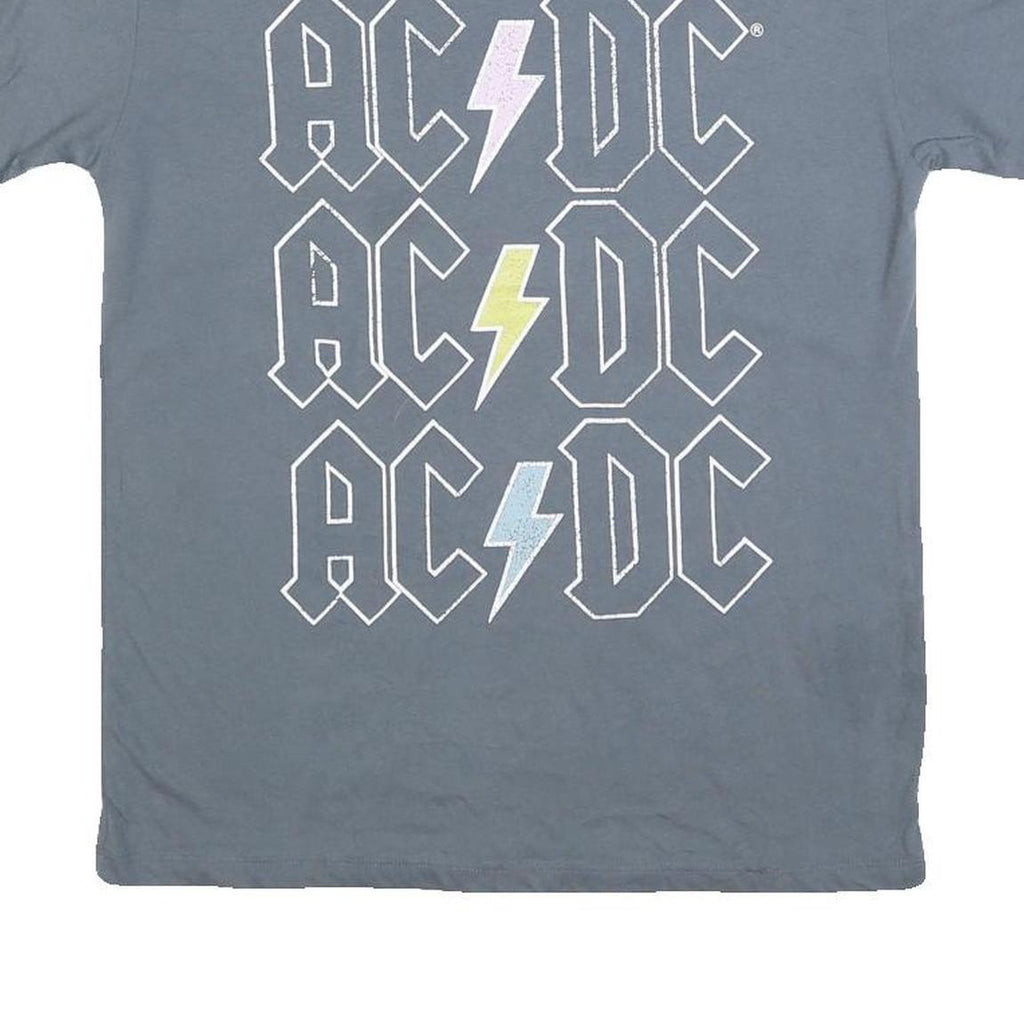 ACDC Womens Grey Graphic T-Shirt M Short Sleeve Crew Neck Rock Band Logo