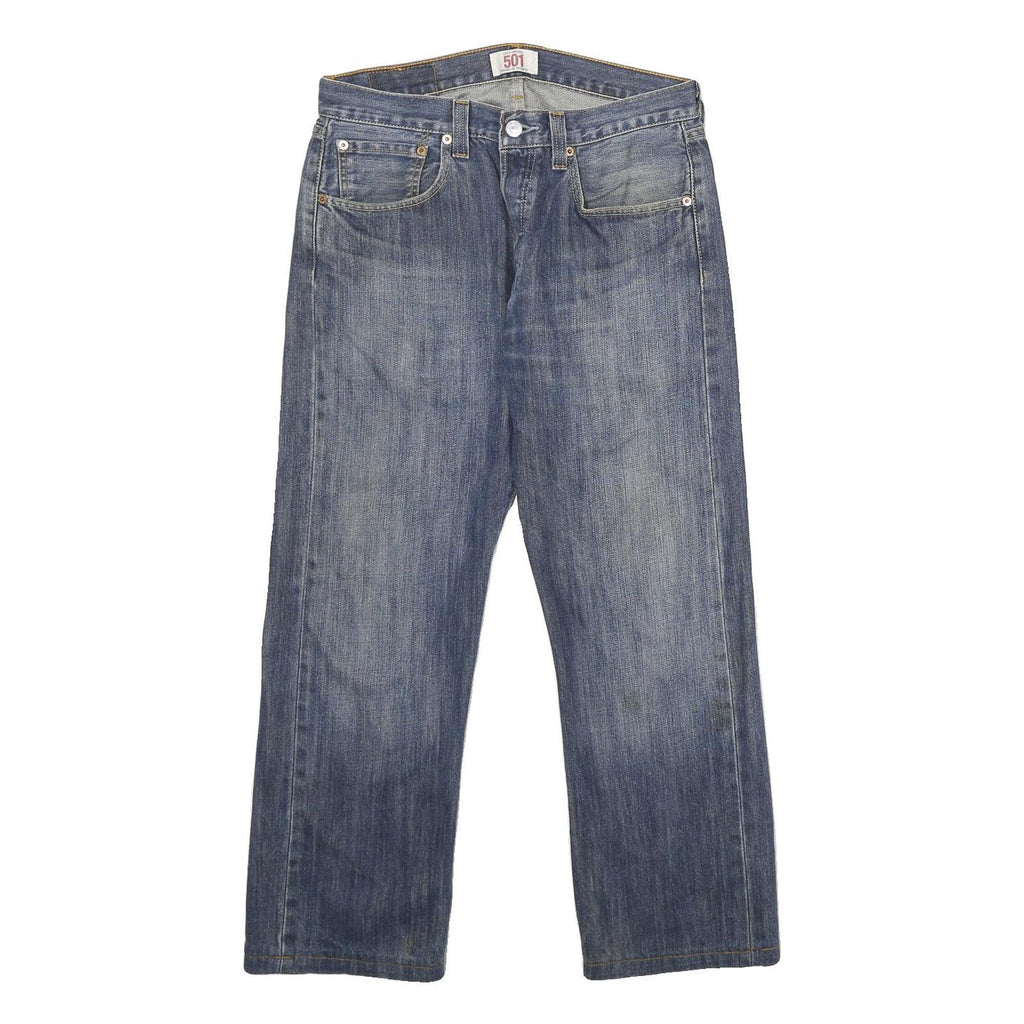 LEVI'S 501 Mens Jeans Blue Classic Straight Denim Medium W32 L27 Button Closure