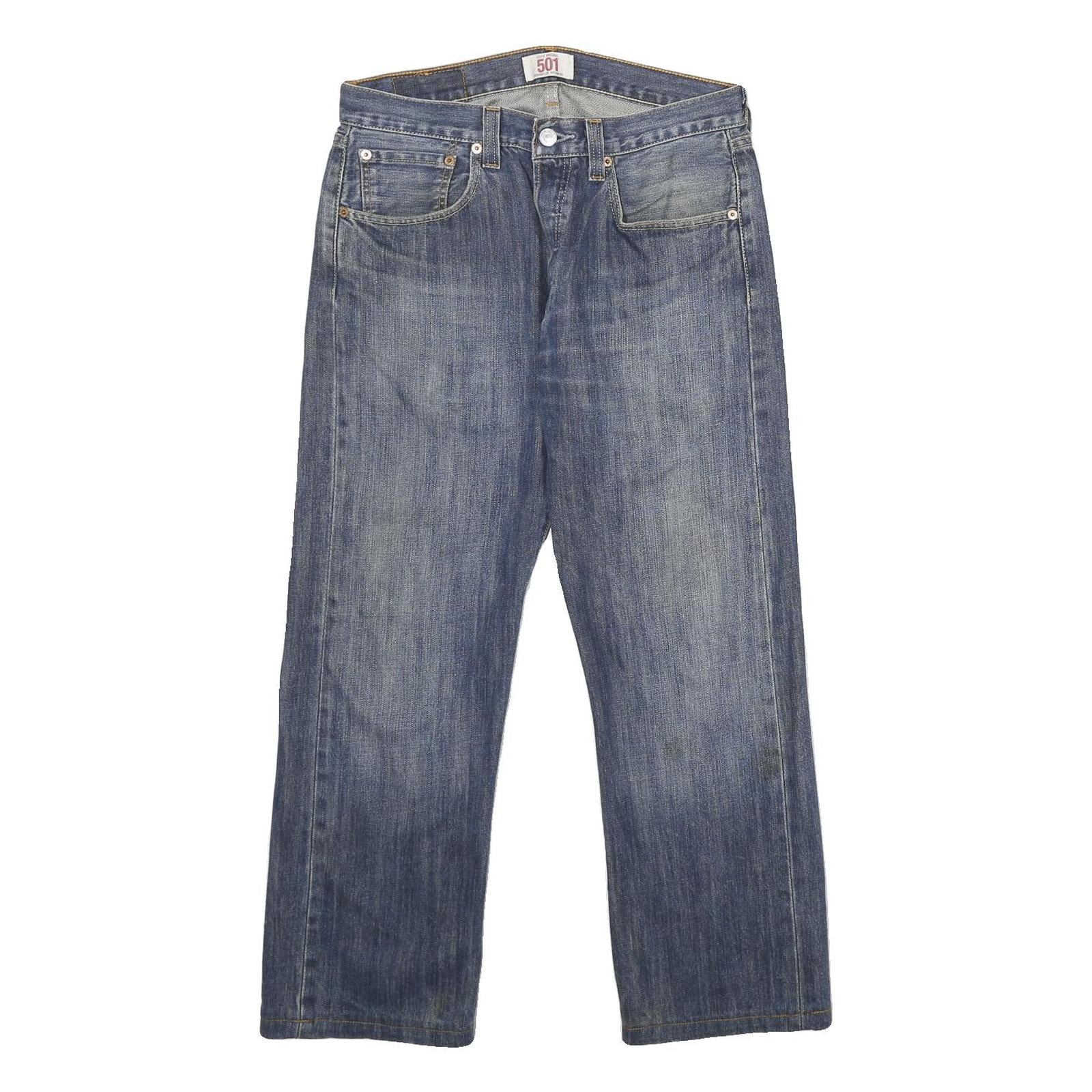 LEVI'S 501 Mens Jeans Blue Classic Straight Denim Medium W32 L27 Button Closure
