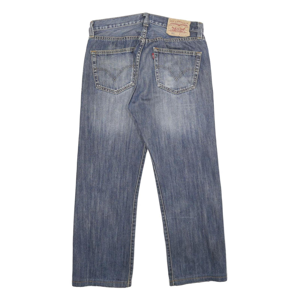LEVI'S 501 Mens Jeans Blue Classic Straight Denim Medium W32 L27 Button Closure