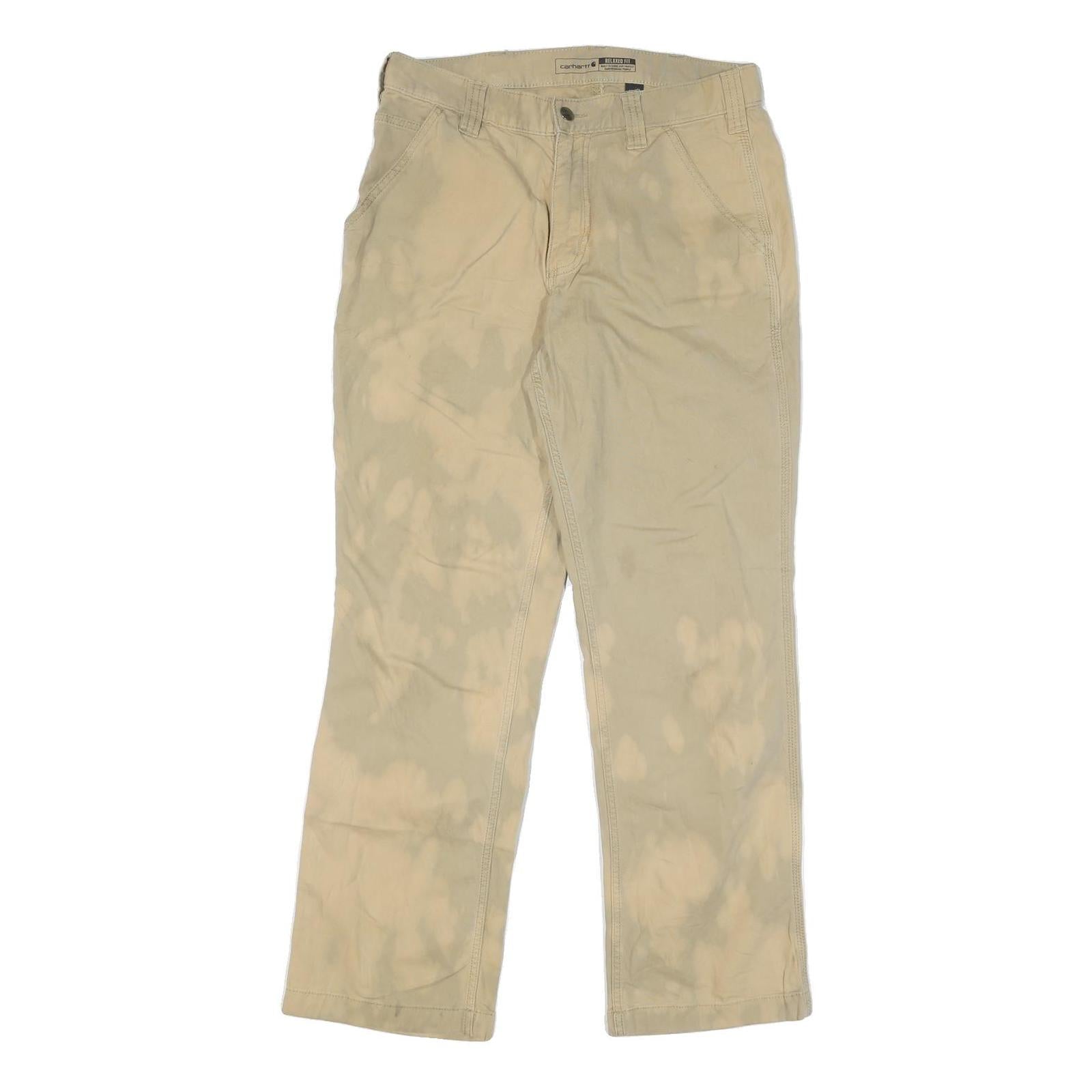 CARHARTT Mens Cotton Blend Beige Relaxed Straight Trousers W32 L32 Casual