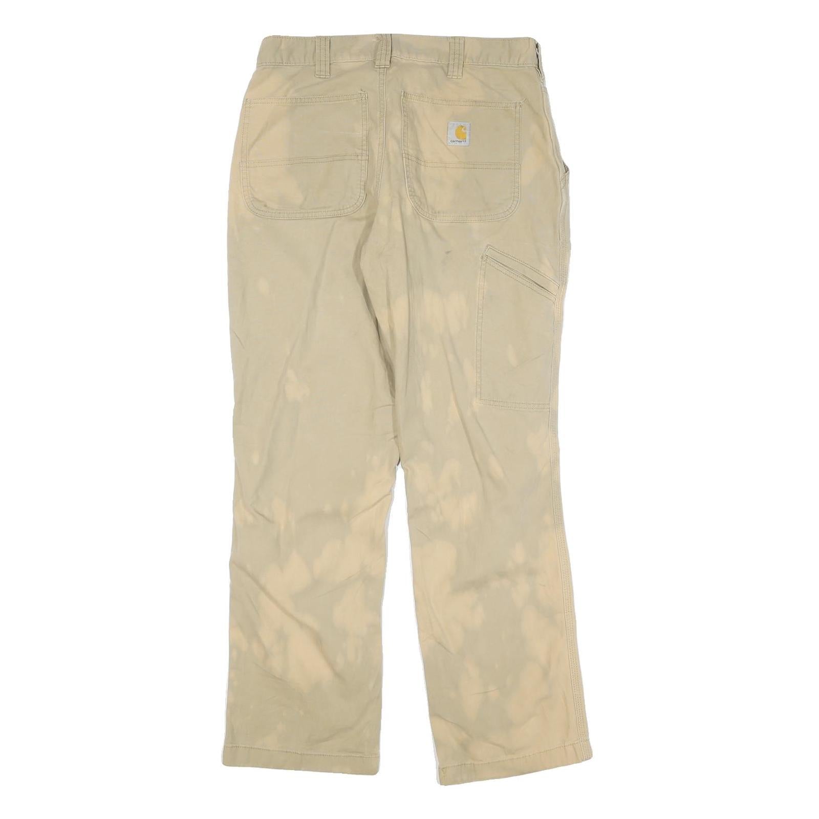 CARHARTT Mens Cotton Blend Beige Relaxed Straight Trousers W32 L32 Casual
