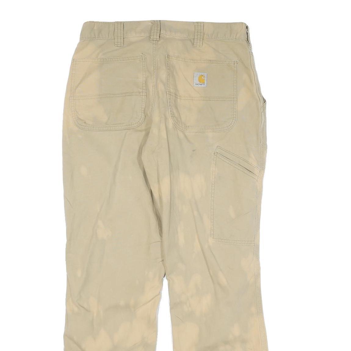 CARHARTT Mens Cotton Blend Beige Relaxed Straight Trousers W32 L32 Casual