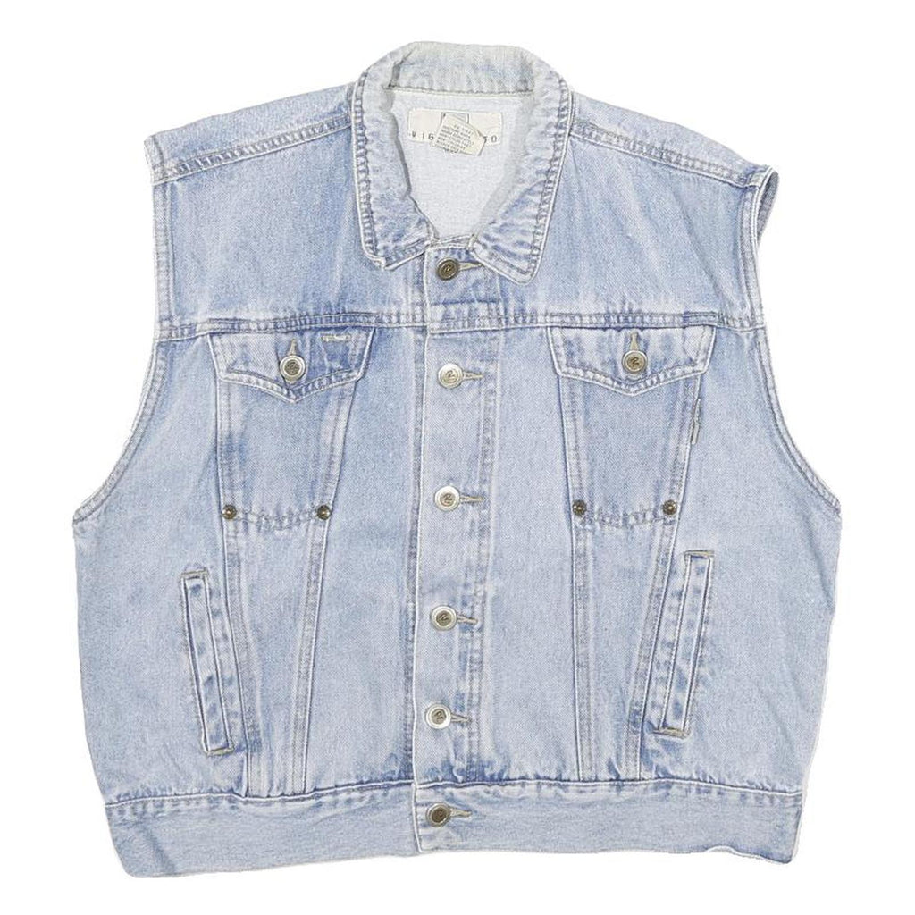 RIGOLLETTO Womens Blue Sleeveless Cotton Denim Jacket M Button Front Casual