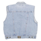 RIGOLLETTO Womens Blue Sleeveless Cotton Denim Jacket M Button Front Casual