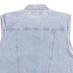 RIGOLLETTO Womens Blue Sleeveless Cotton Denim Jacket M Button Front Casual