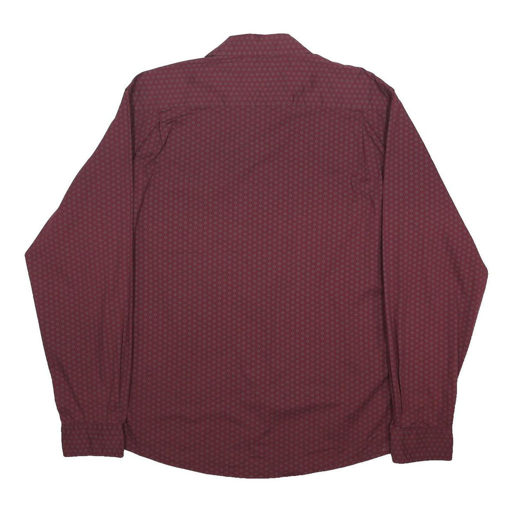 WRANGLER Mens Maroon Patterned Cotton Blend Shirt L Casual Button Down Top