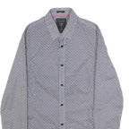 GUESS Mens Blue & White Patterned Shirt XS Cotton Blend Long Sleeve Button