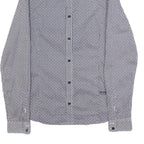 GUESS Mens Blue & White Patterned Shirt XS Cotton Blend Long Sleeve Button