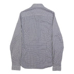 GUESS Mens Blue & White Patterned Shirt XS Cotton Blend Long Sleeve Button