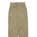H&M Womens Cotton Blend Beige Relaxed Trousers W25 L26 Cargo Pocket Zip Closure
