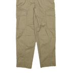 H&M Womens Cotton Blend Beige Relaxed Trousers W25 L26 Cargo Pocket Zip Closure