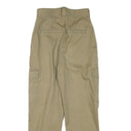 H&M Womens Cotton Blend Beige Relaxed Trousers W25 L26 Cargo Pocket Zip Closure