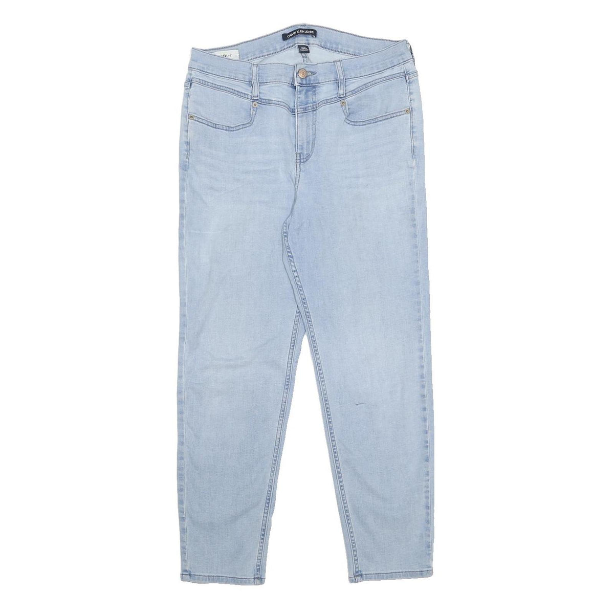 Calvin Klein Womens Regular Fit Light Blue Denim Jeans W30 L25 Classic Zip