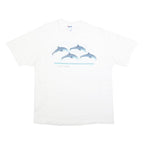 HANES Single Stitch Mens White Dolphin Graphic T-Shirt XL Short Sleeve Crew Neck