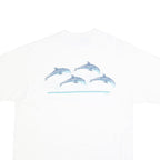 HANES Single Stitch Mens White Dolphin Graphic T-Shirt XL Short Sleeve Crew Neck