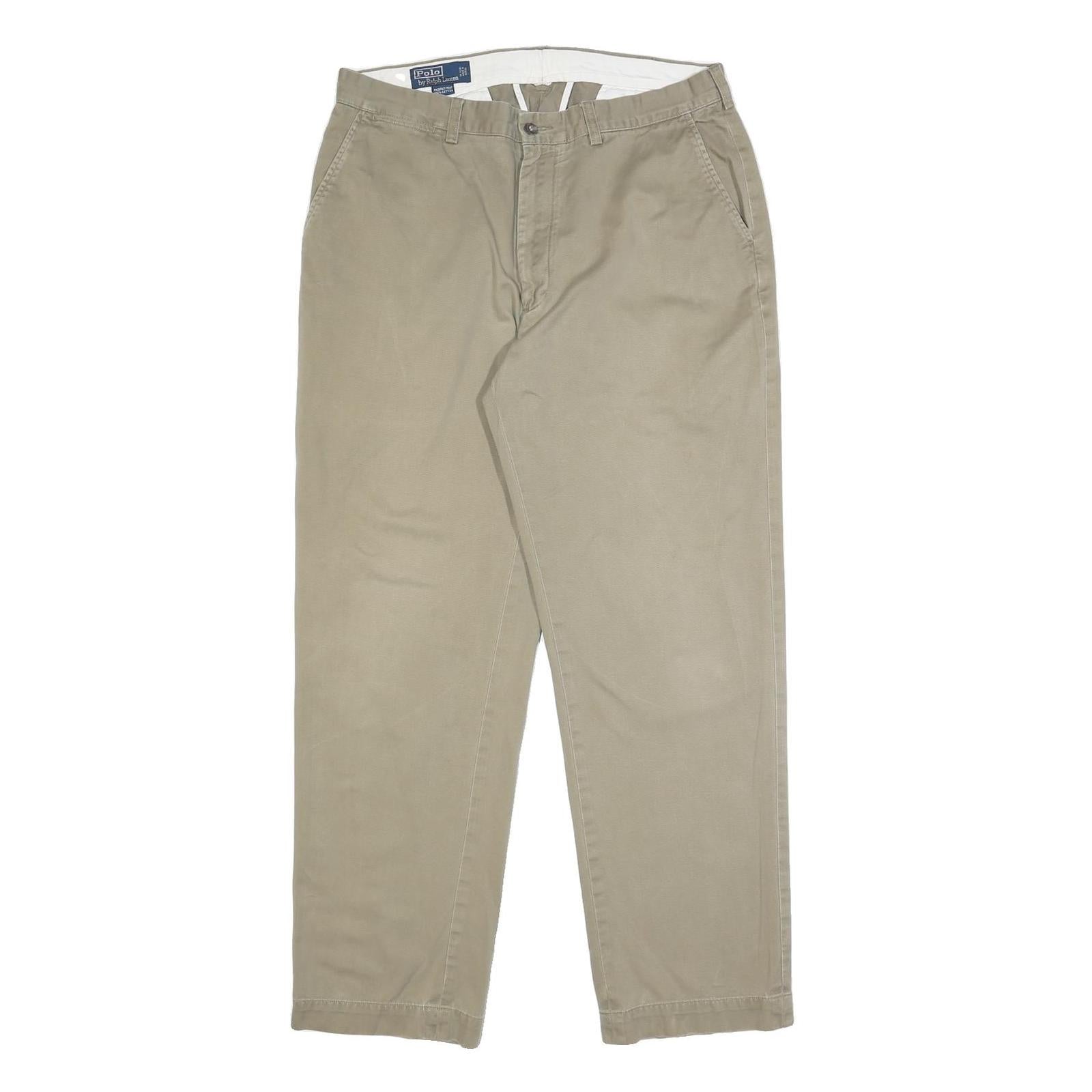 POLO RALPH LAUREN Mens Cotton Beige Relaxed Straight Trousers W35 L32 Casual