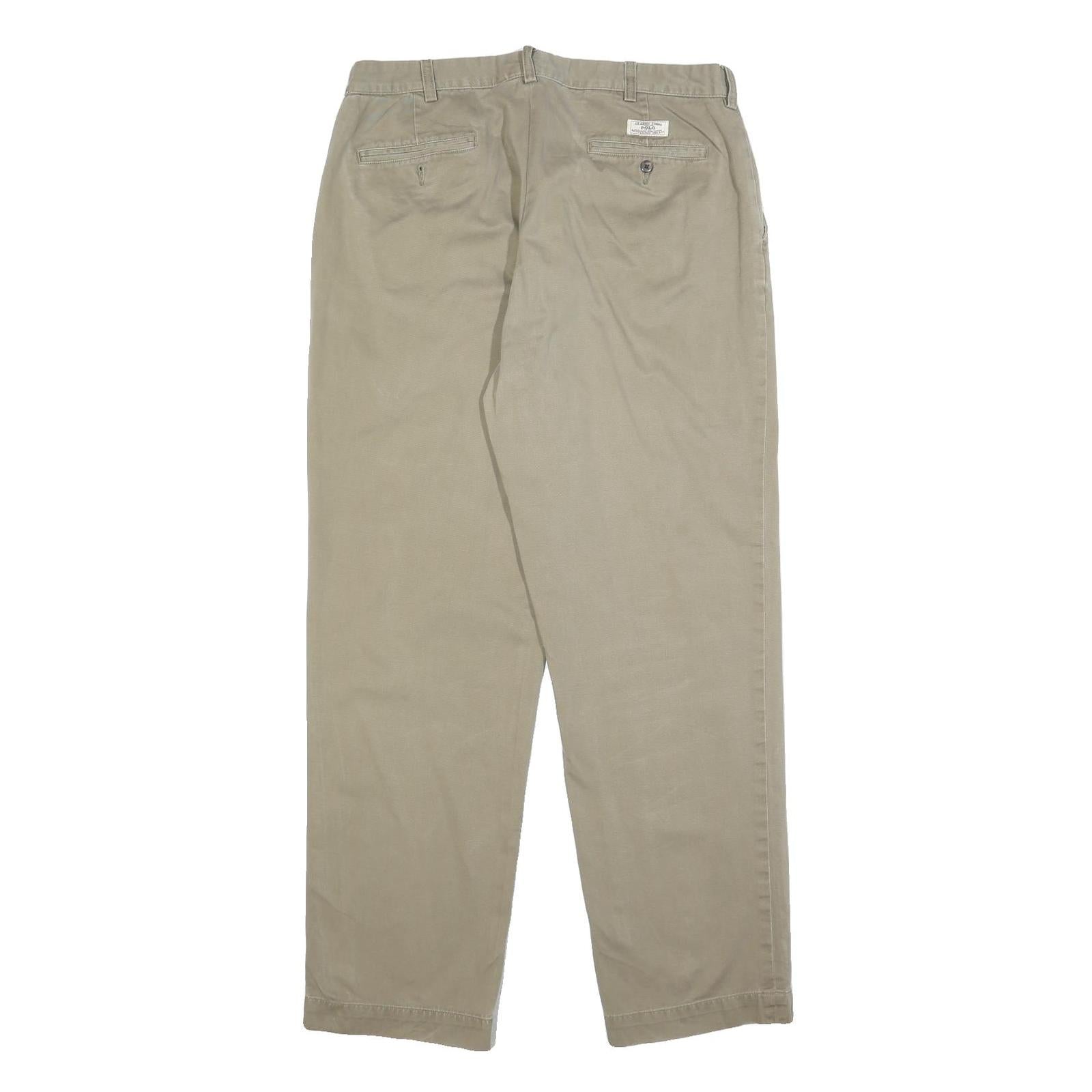 POLO RALPH LAUREN Mens Cotton Beige Relaxed Straight Trousers W35 L32 Casual