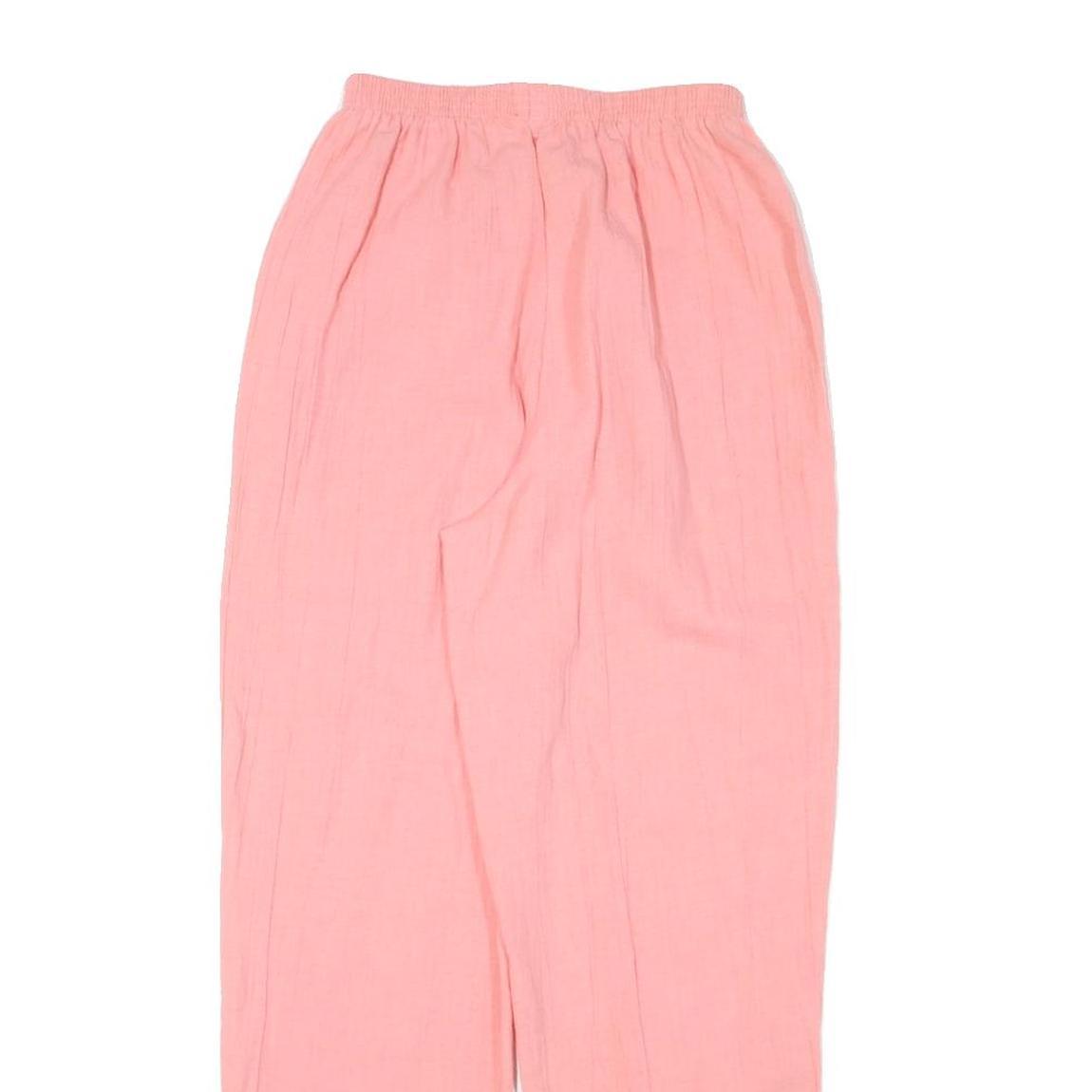 Womens Pink Linen Blend Relaxed Tapered Trousers W22 L26 Lightweight Comfort