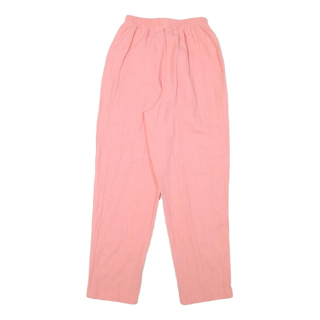 Womens Pink Linen Blend Relaxed Tapered Trousers W22 L26 Lightweight Comfort