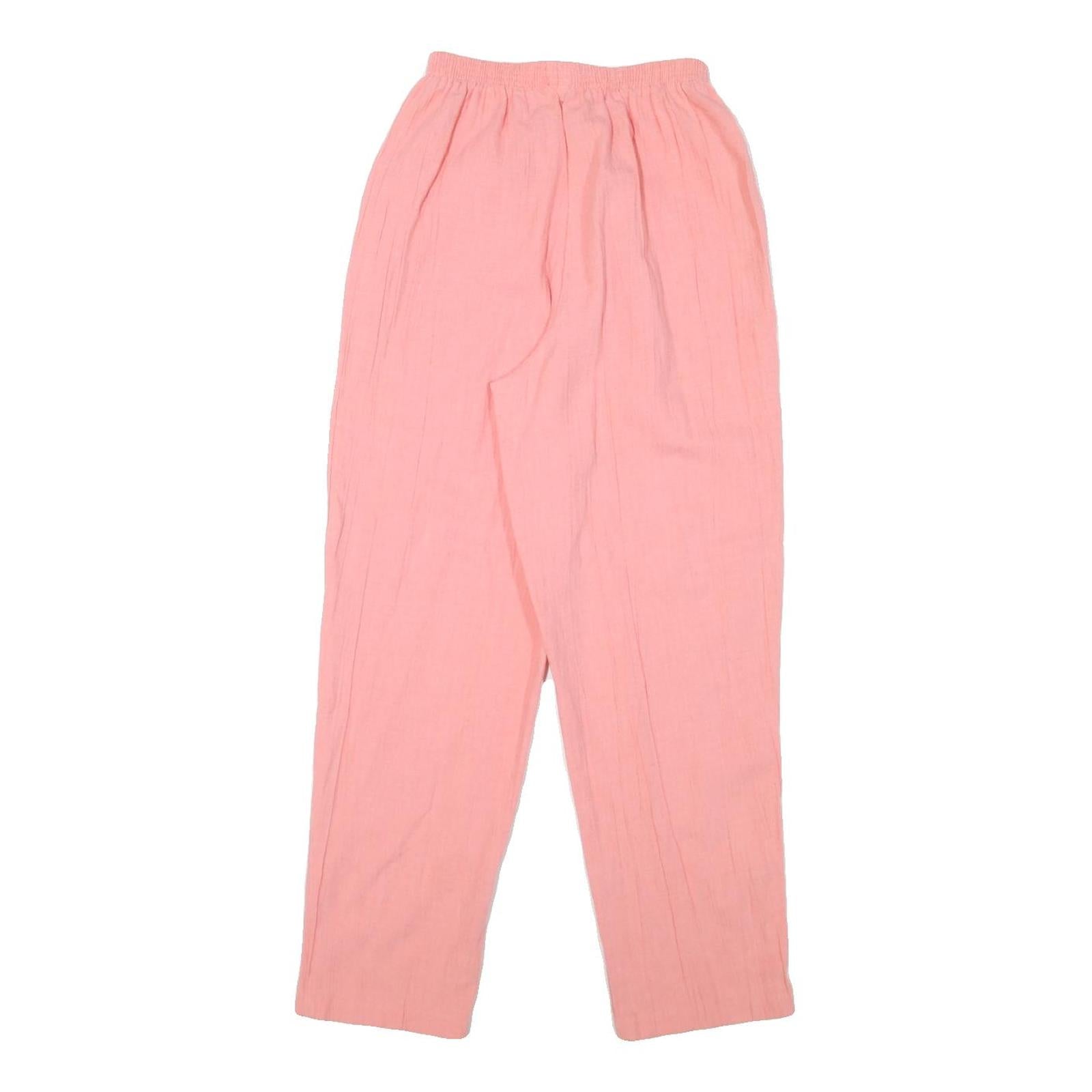 Womens Pink Linen Blend Relaxed Tapered Trousers W22 L26 Lightweight Comfort