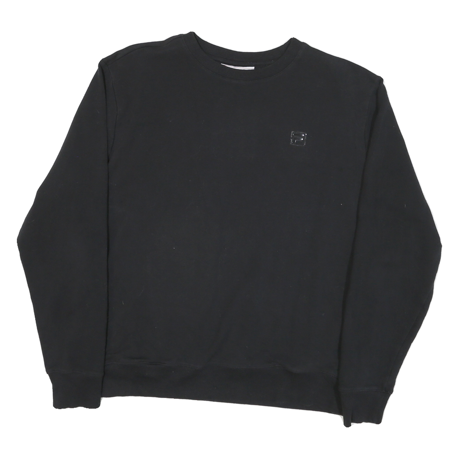 FILA Womens Black Crew Neck L Sweatshirt Cotton Blend Logo Patch Casual