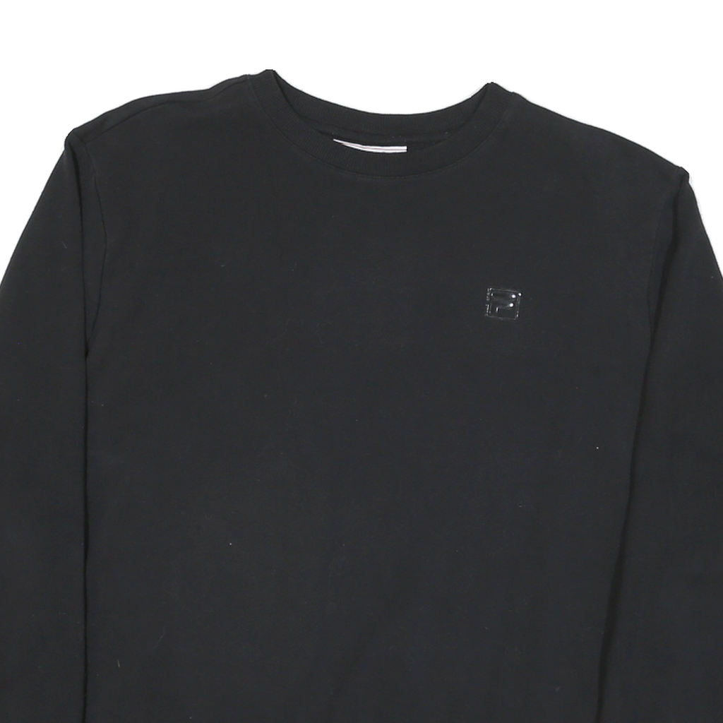 FILA Womens Black Crew Neck L Sweatshirt Cotton Blend Logo Patch Casual