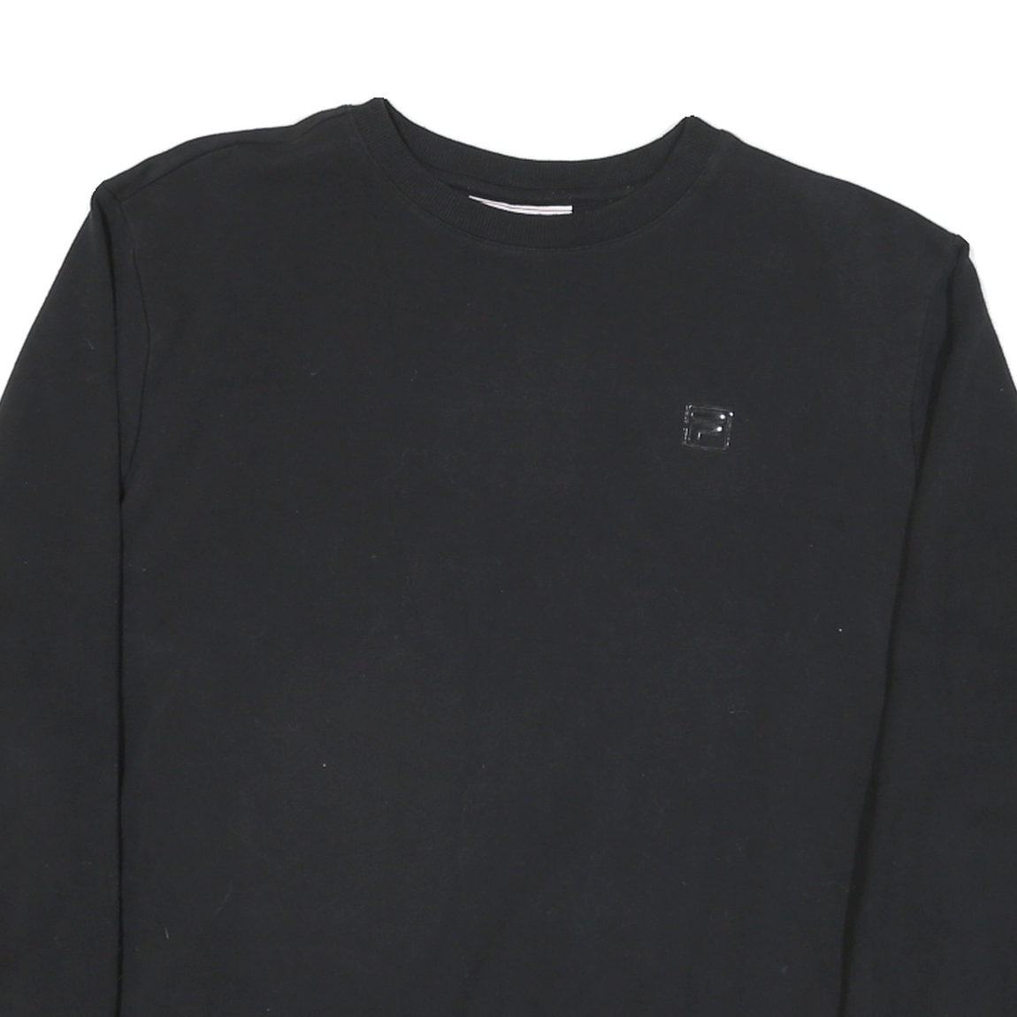 FILA Womens Black Crew Neck L Sweatshirt Cotton Blend Logo Patch Casual