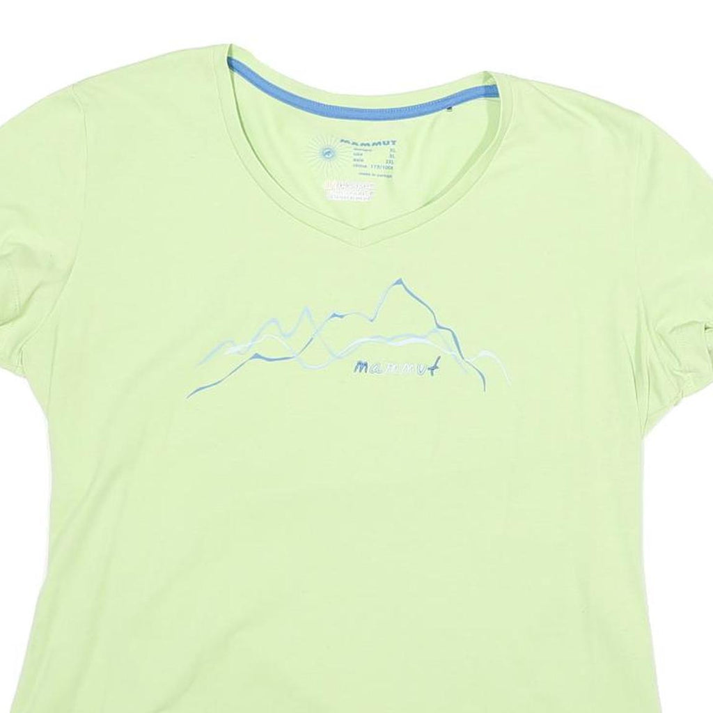 MAMMUT Womens Green Cotton Blend T-Shirt XL Short Sleeve V-Neck Outdoor