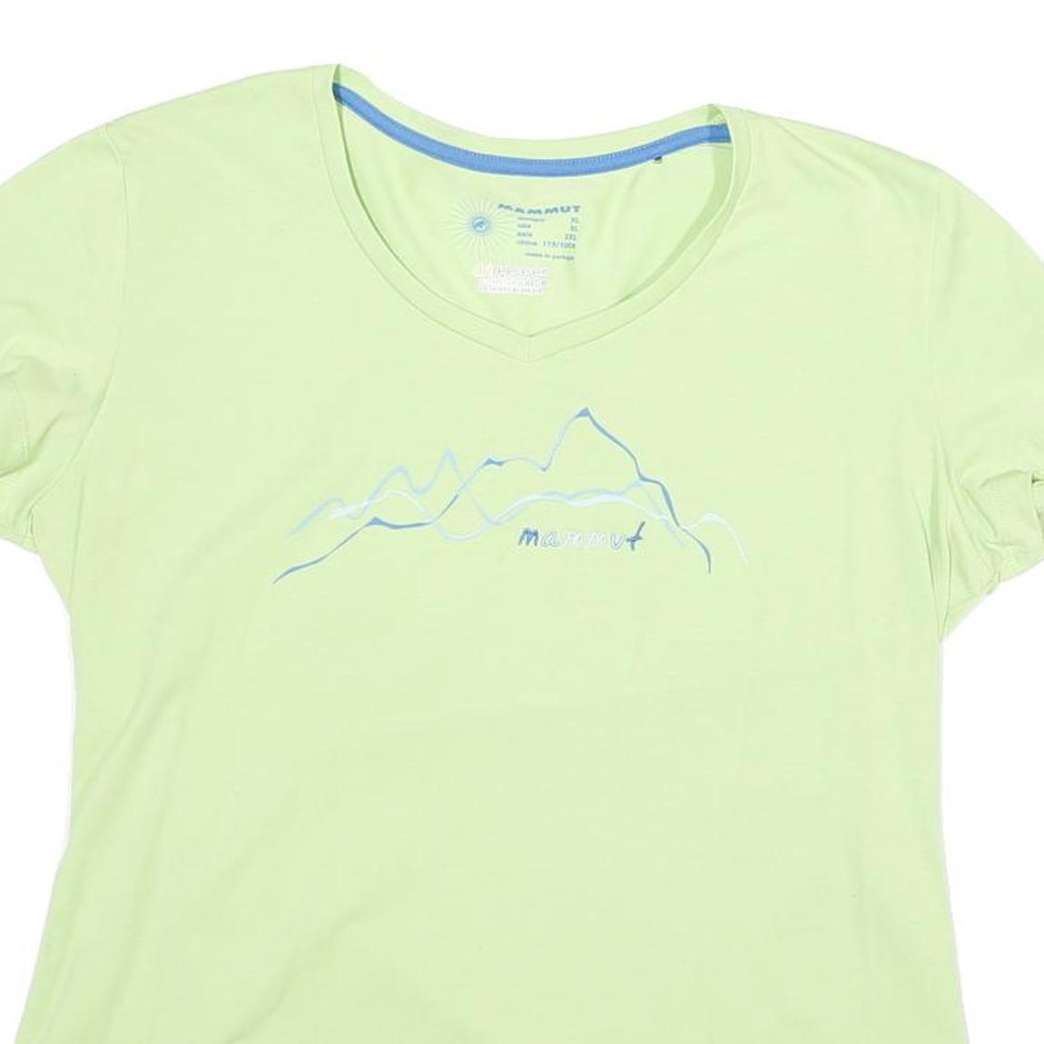 MAMMUT Womens Green Cotton Blend T-Shirt XL Short Sleeve V-Neck Outdoor