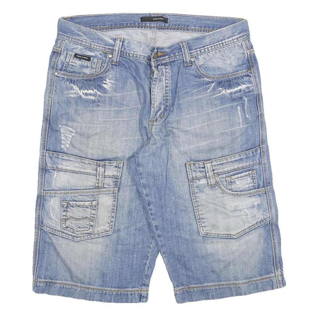 DSQUARED2 Mens Denim Blue Cargo Shorts 2XL W36 Cotton Blend Casual Style