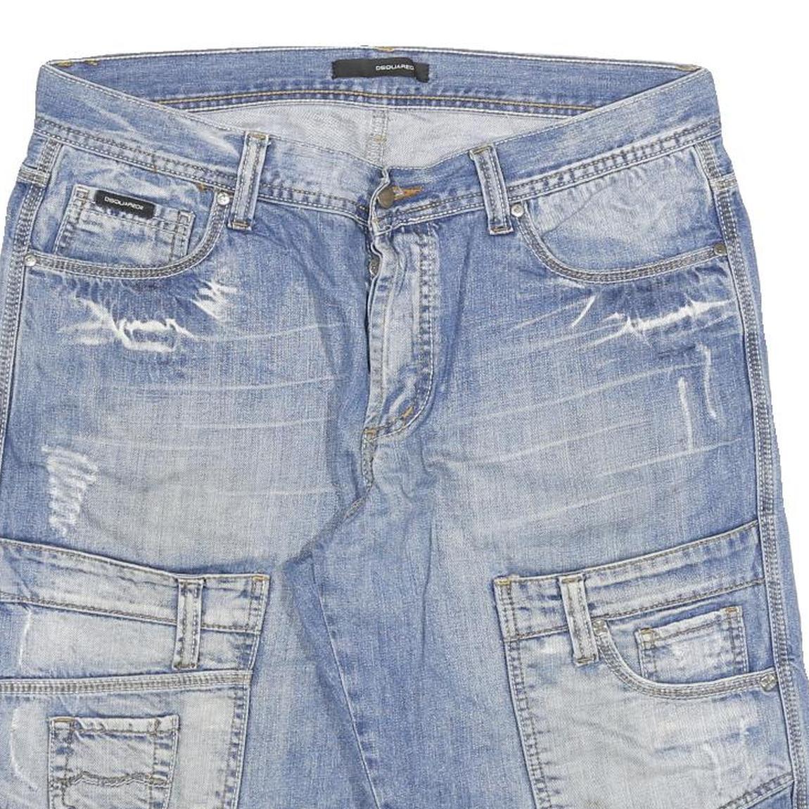 DSQUARED2 Mens Denim Blue Cargo Shorts 2XL W36 Cotton Blend Casual Style