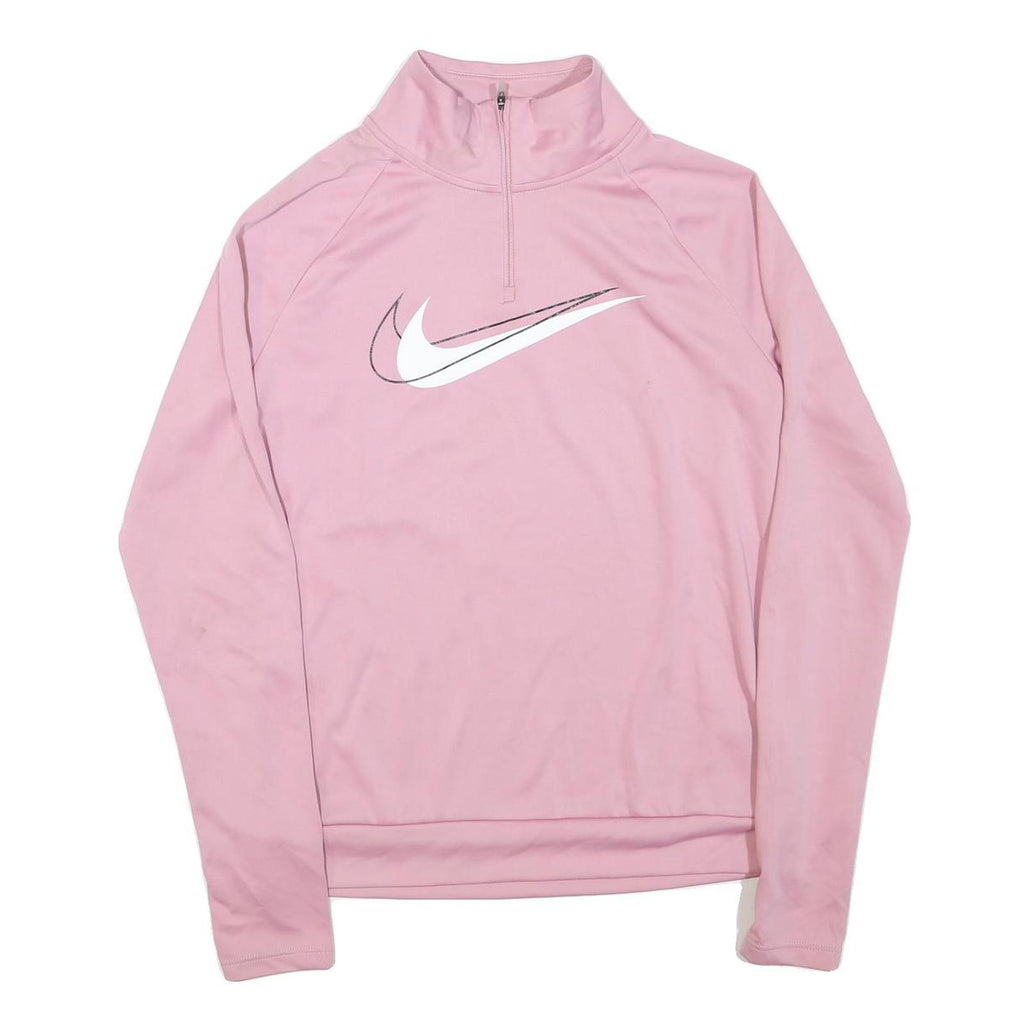 NIKE Mens Pink Slogan T-Shirt XS Long Sleeve 1/4 Zip Athletic Sportswear