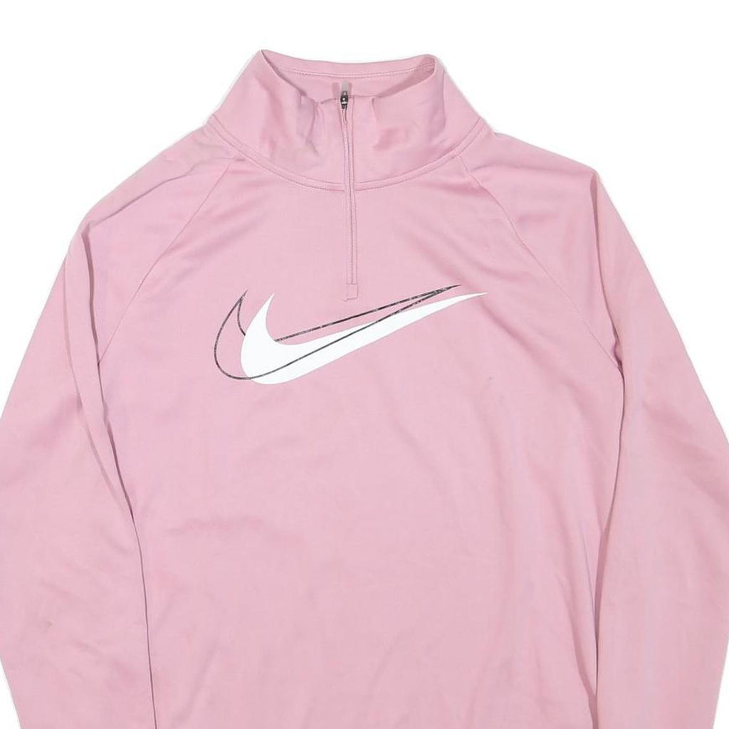 NIKE Mens Pink Slogan T-Shirt XS Long Sleeve 1/4 Zip Athletic Sportswear