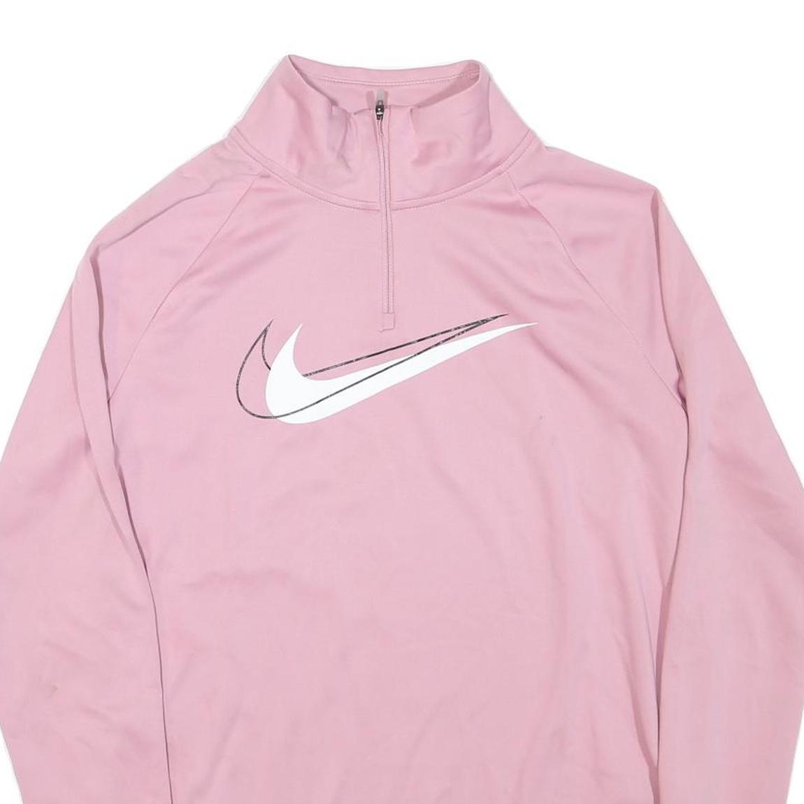 NIKE Mens Pink Slogan T-Shirt XS Long Sleeve 1/4 Zip Athletic Sportswear