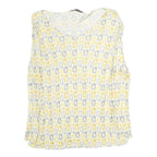 INTELLIGENCE QUOTIENT Womens Yellow & Grey Printed Sleeveless Top V-Neck M