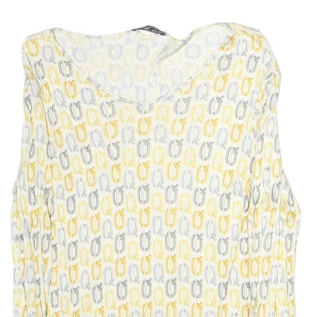 INTELLIGENCE QUOTIENT Womens Yellow & Grey Printed Sleeveless Top V-Neck M