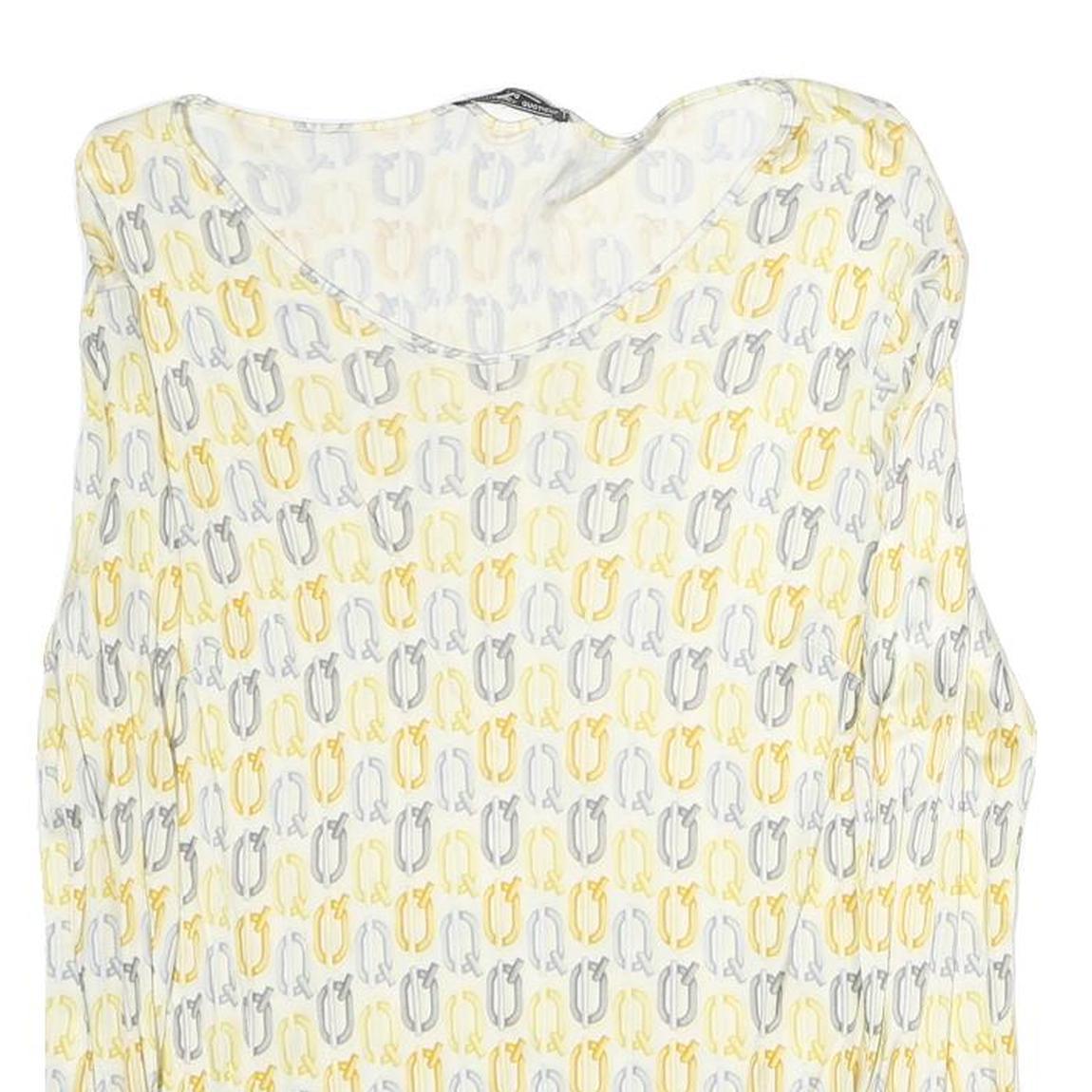 INTELLIGENCE QUOTIENT Womens Yellow & Grey Printed Sleeveless Top V-Neck M