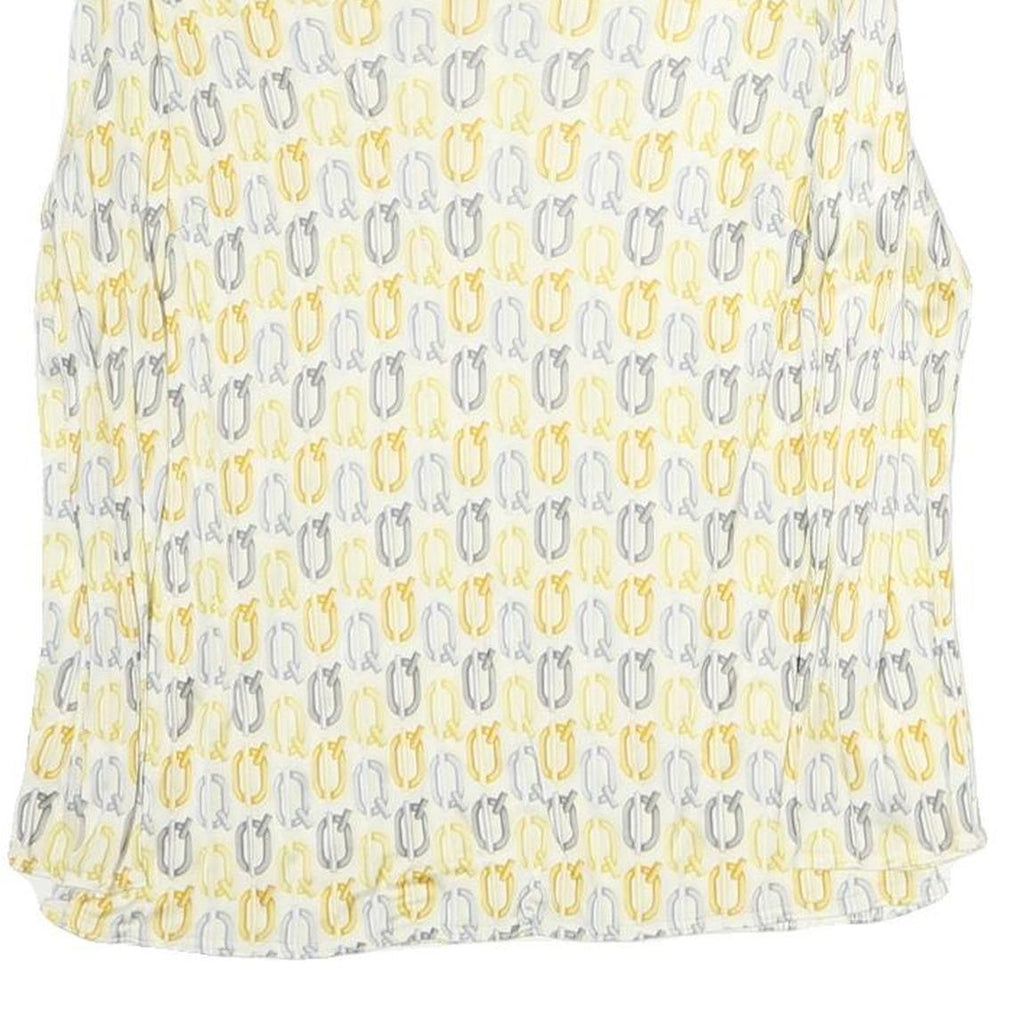 INTELLIGENCE QUOTIENT Womens Yellow & Grey Printed Sleeveless Top V-Neck M