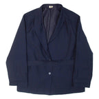 TREVIRA Belted Mens Blazer Jacket Blue Pinstripe XL