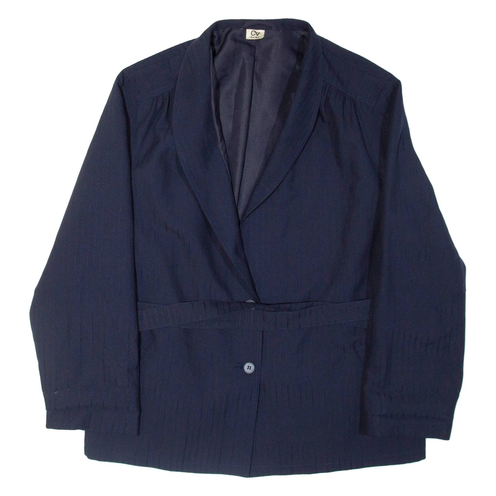 TREVIRA Belted Mens Blazer Jacket Blue Pinstripe XL