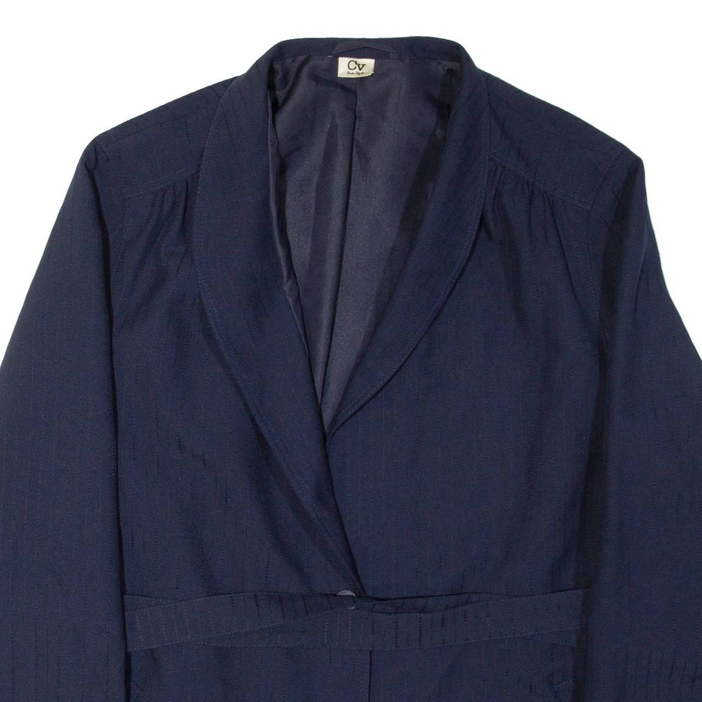 TREVIRA Belted Mens Blazer Jacket Blue Pinstripe XL