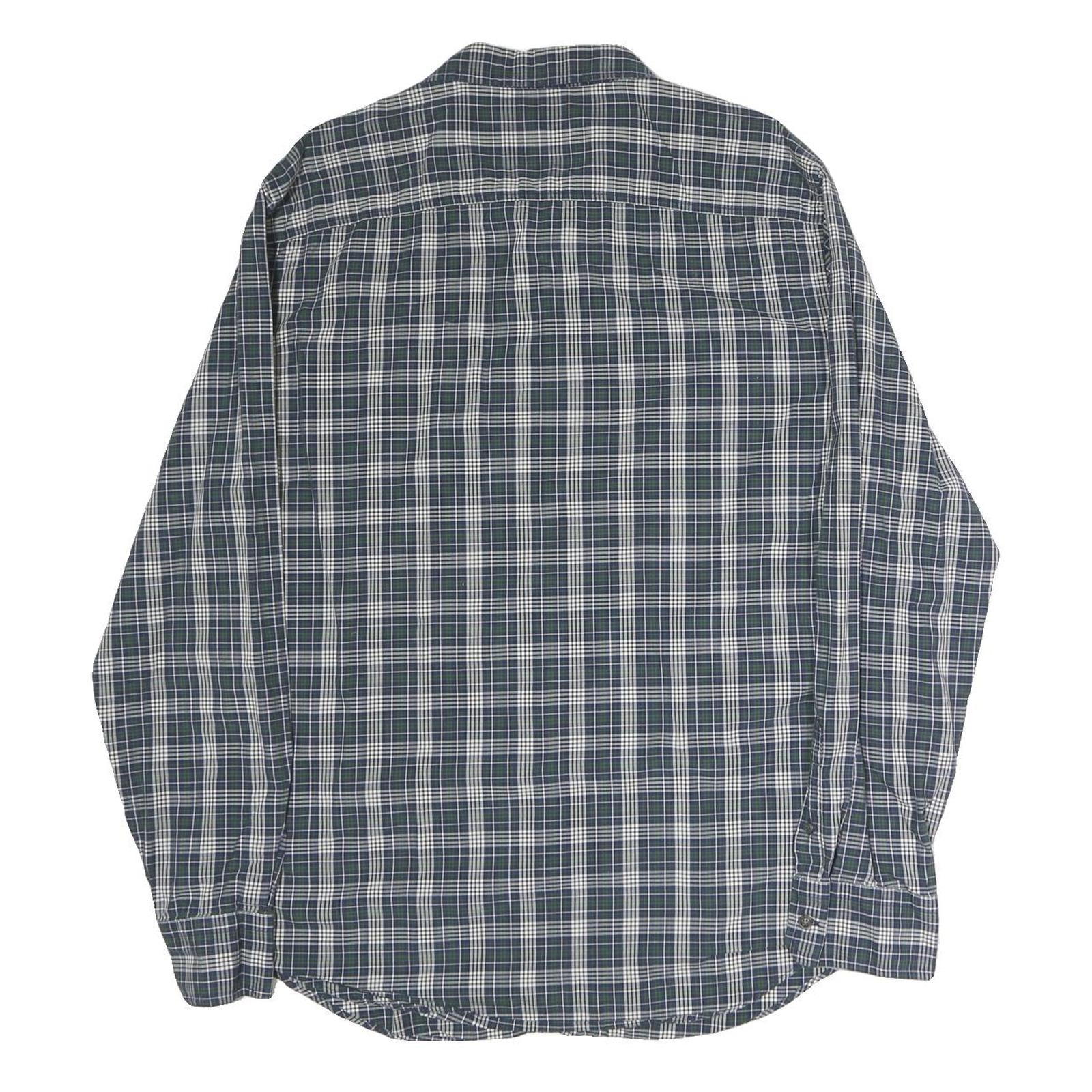 NAUTICA Mens Blue & White Check Shirt L Slim Fit Lightweight Cotton Casual