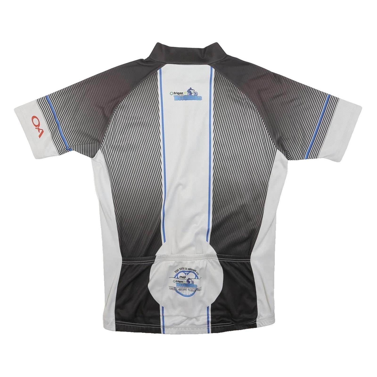 Mens White & Black Cycling Jersey L Short Sleeve Zip Up Frigaz Beret Bike Sports