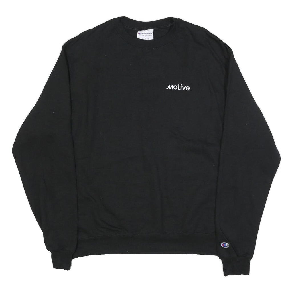 CHAMPION Mens Black Motive Crew Neck L Cotton Blend Sweatshirt Pullover