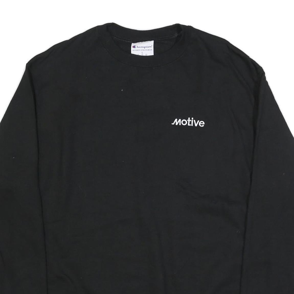 CHAMPION Mens Black Motive Crew Neck L Cotton Blend Sweatshirt Pullover