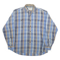 ALASKA Mens Blue & Beige Check Shirt L Cotton Blend Casual Button-Up