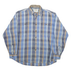 ALASKA Mens Blue & Beige Check Shirt L Cotton Blend Casual Button-Up