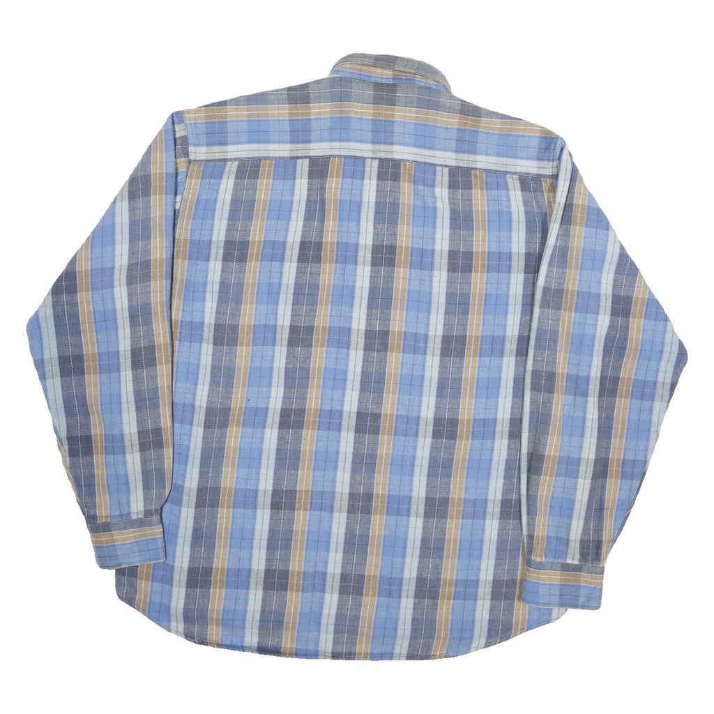 ALASKA Mens Blue & Beige Check Shirt L Cotton Blend Casual Button-Up