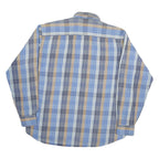 ALASKA Mens Blue & Beige Check Shirt L Cotton Blend Casual Button-Up